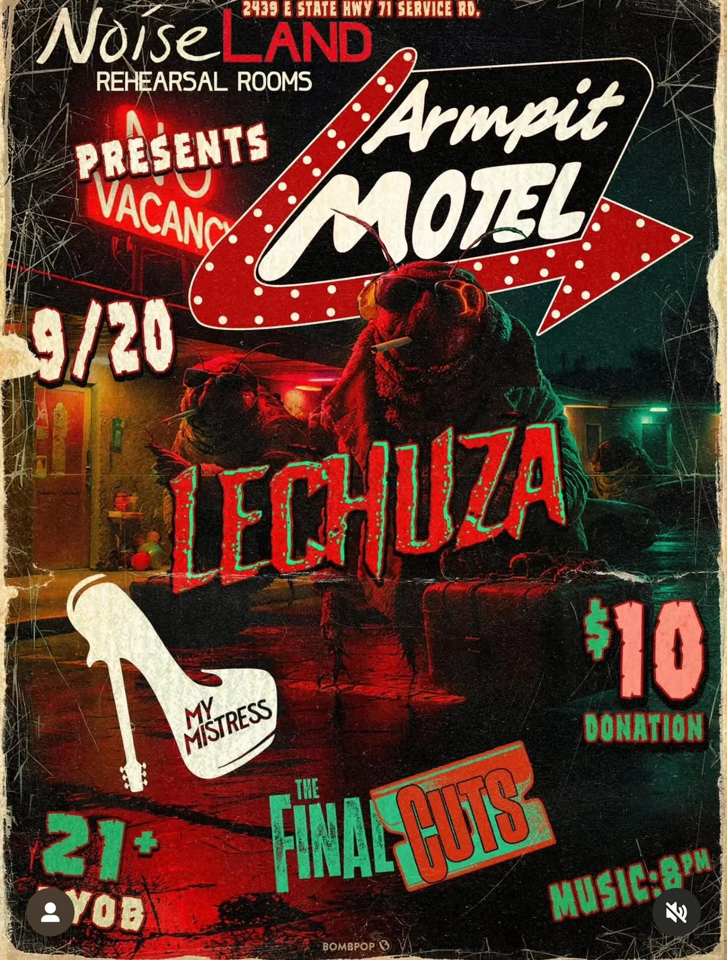 Can’t wait to share the stage with @lechuzaatx and @armpit_motel tomorrow at @noiseland_presents show at @noiselandatx.