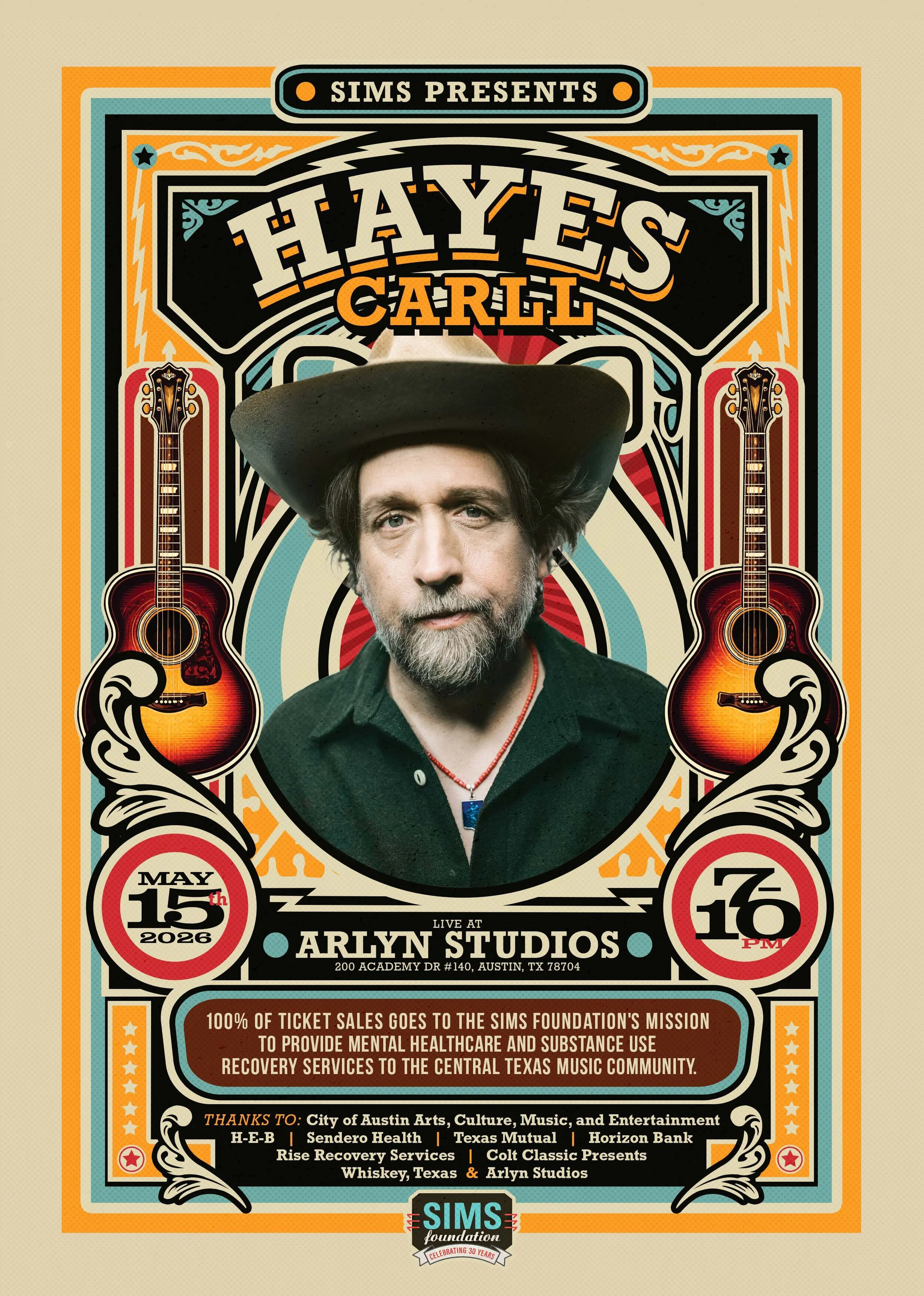Hayes Carll at Arlyn Studios Benefiting SIMS Foundation
