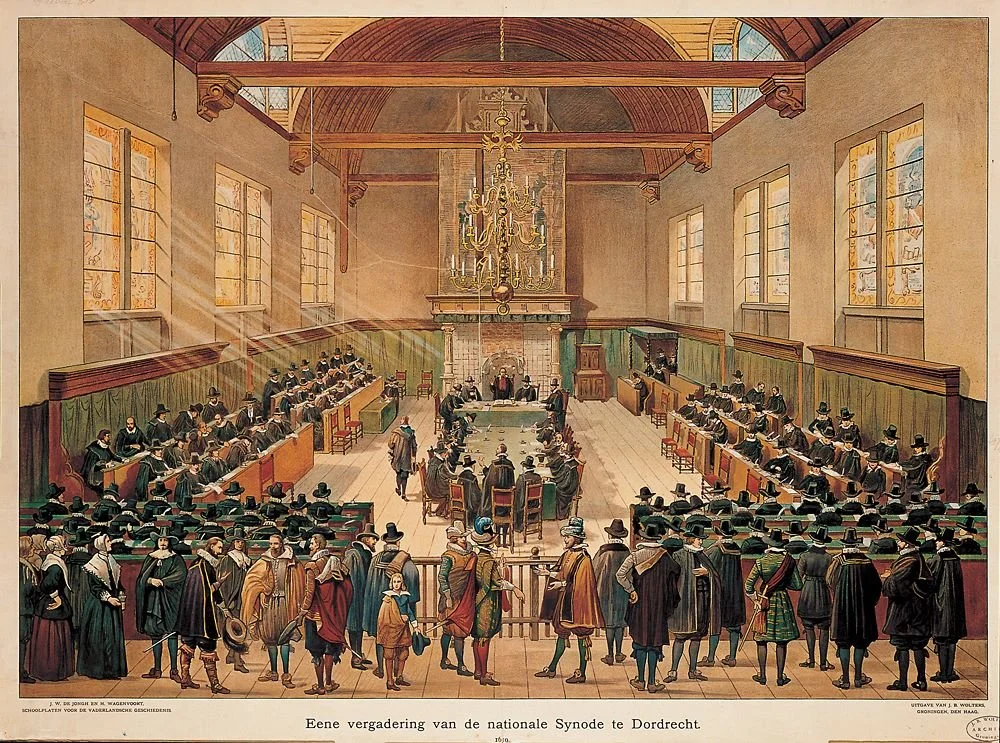 G. van Hove's painting "A meeting of the Synod of Dort" (1630)