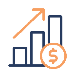 Bar chart with upward arrow and dollar sign, indicating financial growth or increase - Future You Will Thank You for investing.