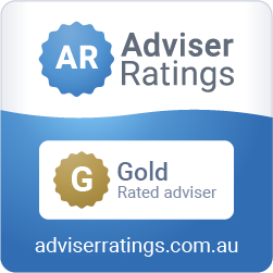 Logo for Adviser Ratings with a Gold rated adviser badge.