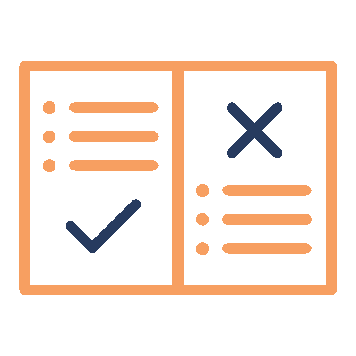 Illustration of two checkboxes, one with a checkmark and the other with an X,  showing how you're tracking.