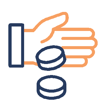 Illustration of a hand placing coins showing you make financial decisions with confidence.