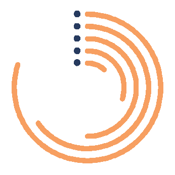 An abstract pie chart with concentric orange semi-circles showing real progress of your super, investments and tax strategies working together.