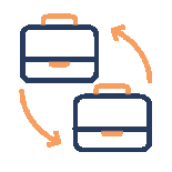 Two suitcases with arrows indicating luggage transfer or exchange - Pre-Retirement Planning and planning your exit from work.