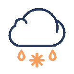 Cloud with raindrops and a snowflake