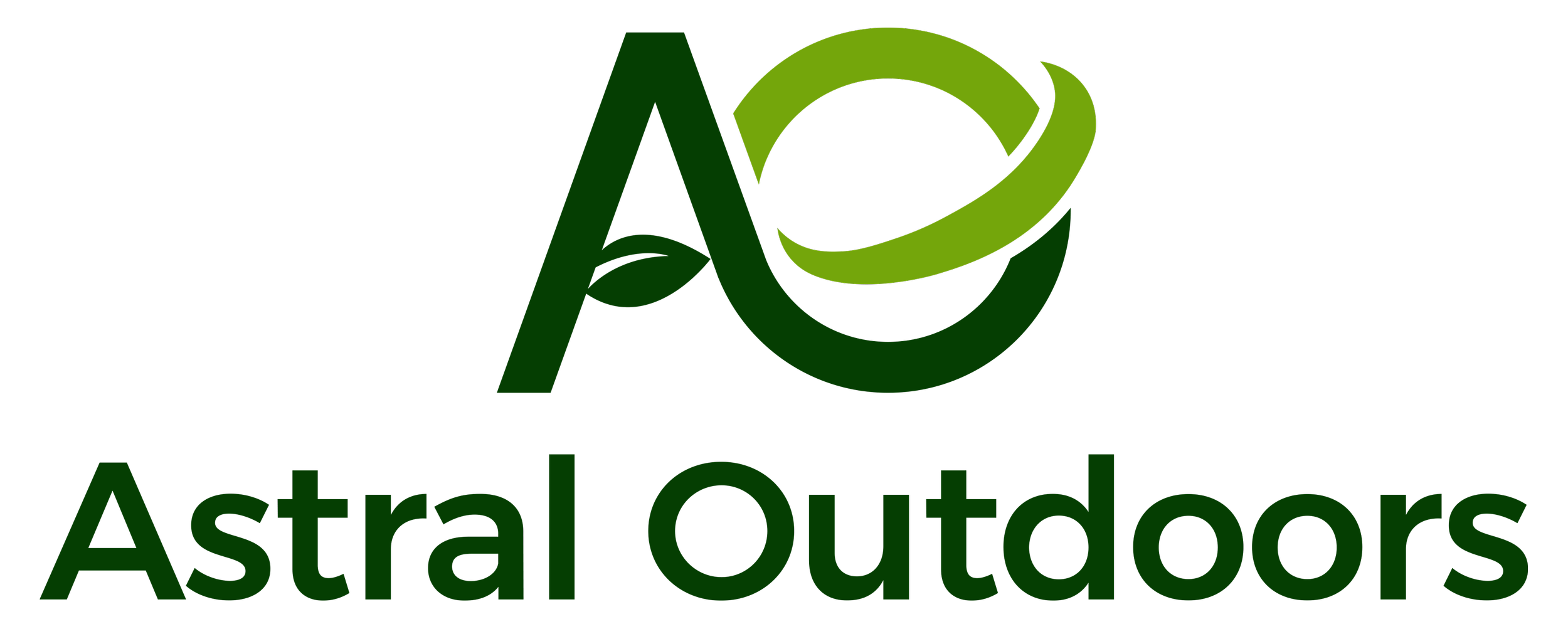 Logo of Astral Outdoors featuring stylized green leaves and a circular design element.