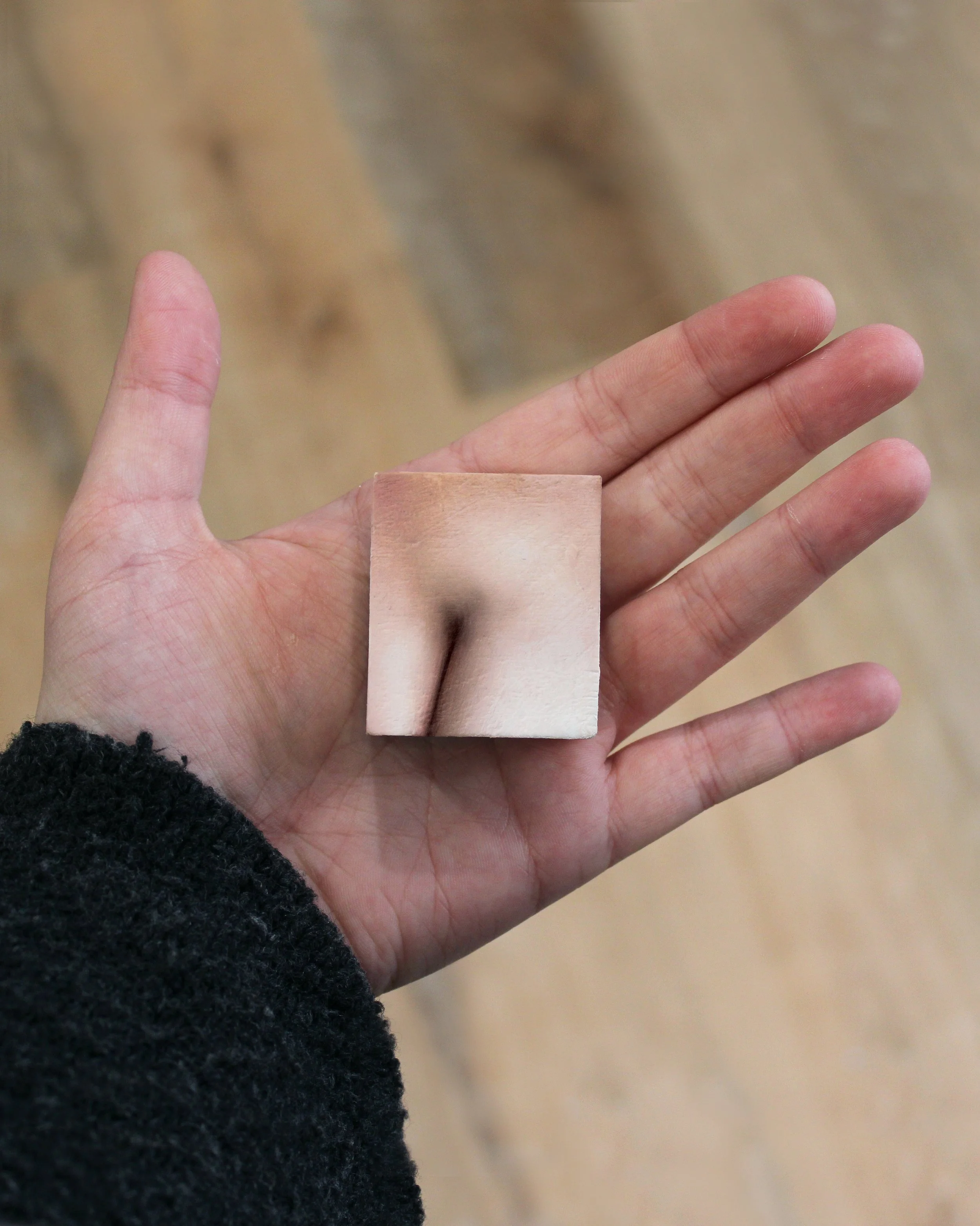 Crack 10, oil on wood scrap, 1.25 by 1.5 inches, 2025