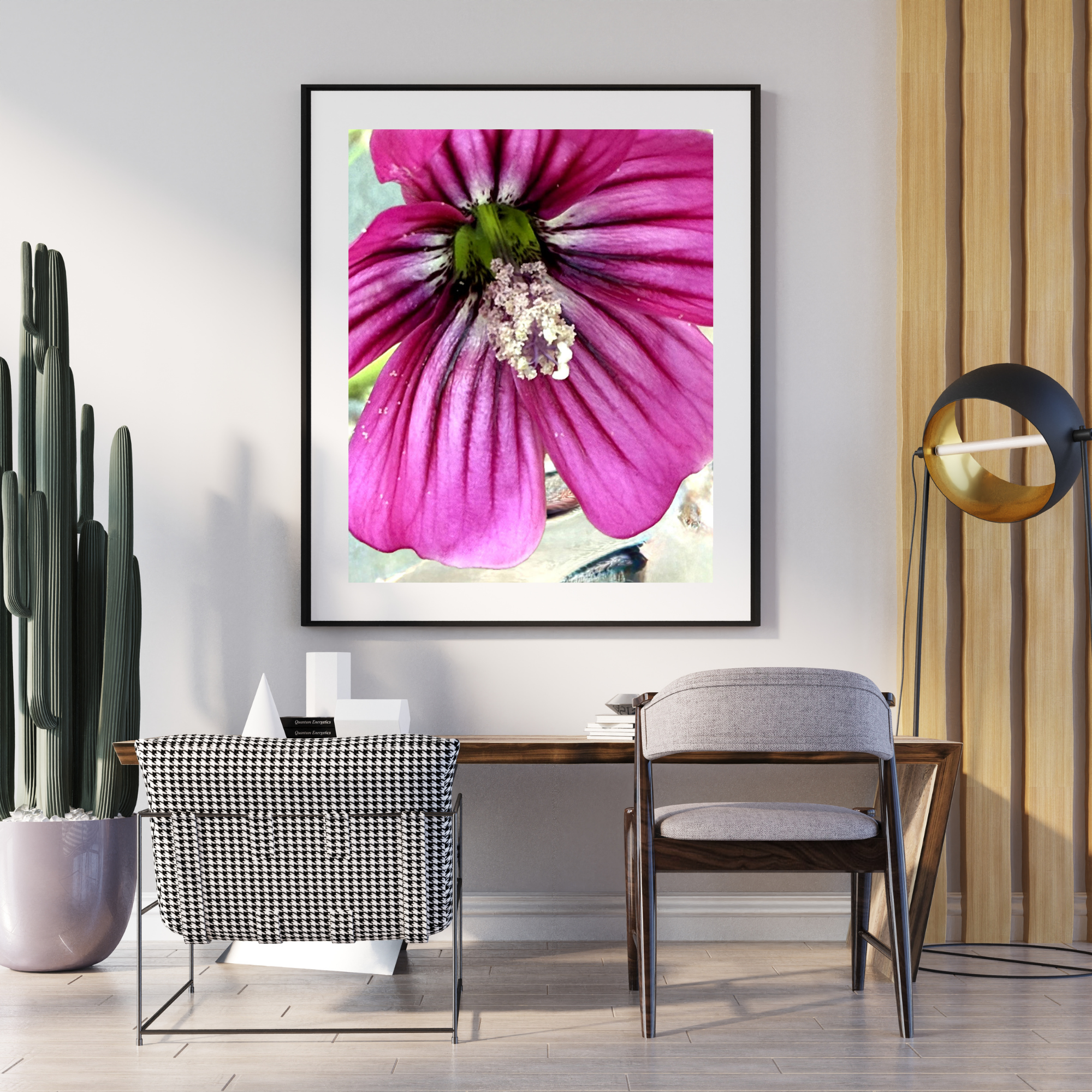 Magenta in black frame in office.png