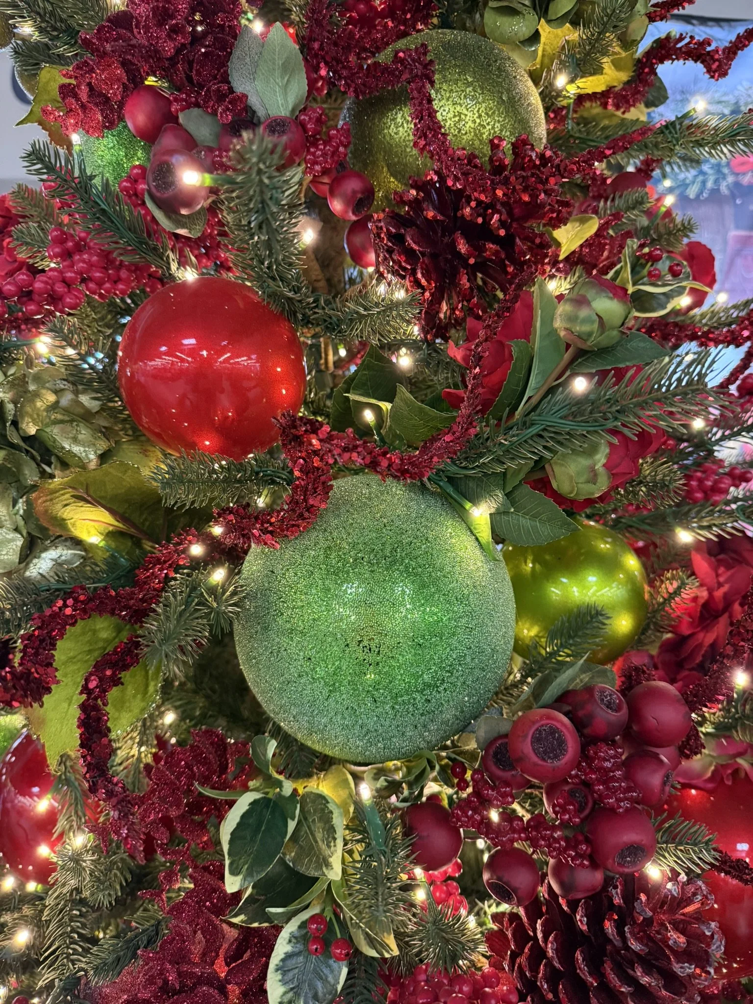 Christmas ornaments reds and greens.JPEG