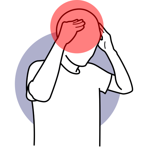 maux de tête, oppression thoracique, vertiges, nausées, maux de ventre