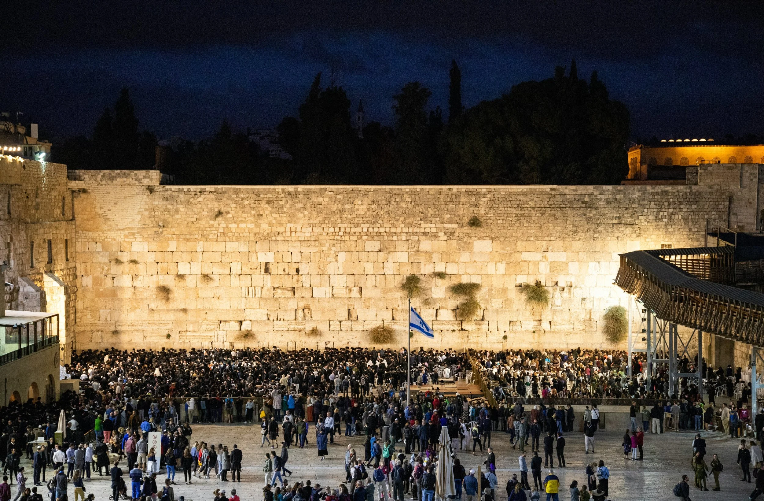 Western Wall at night