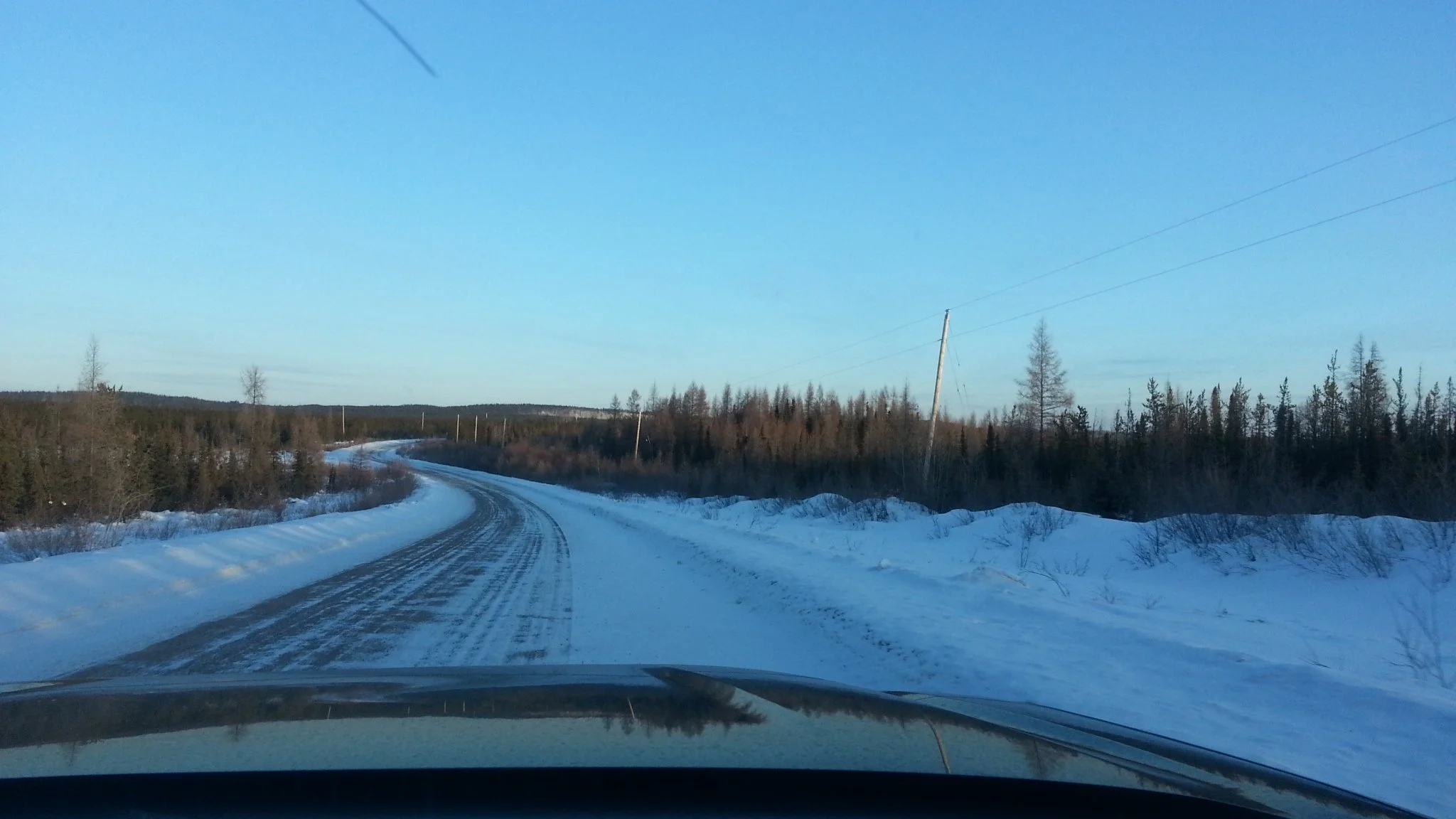 Early morning on the road north.