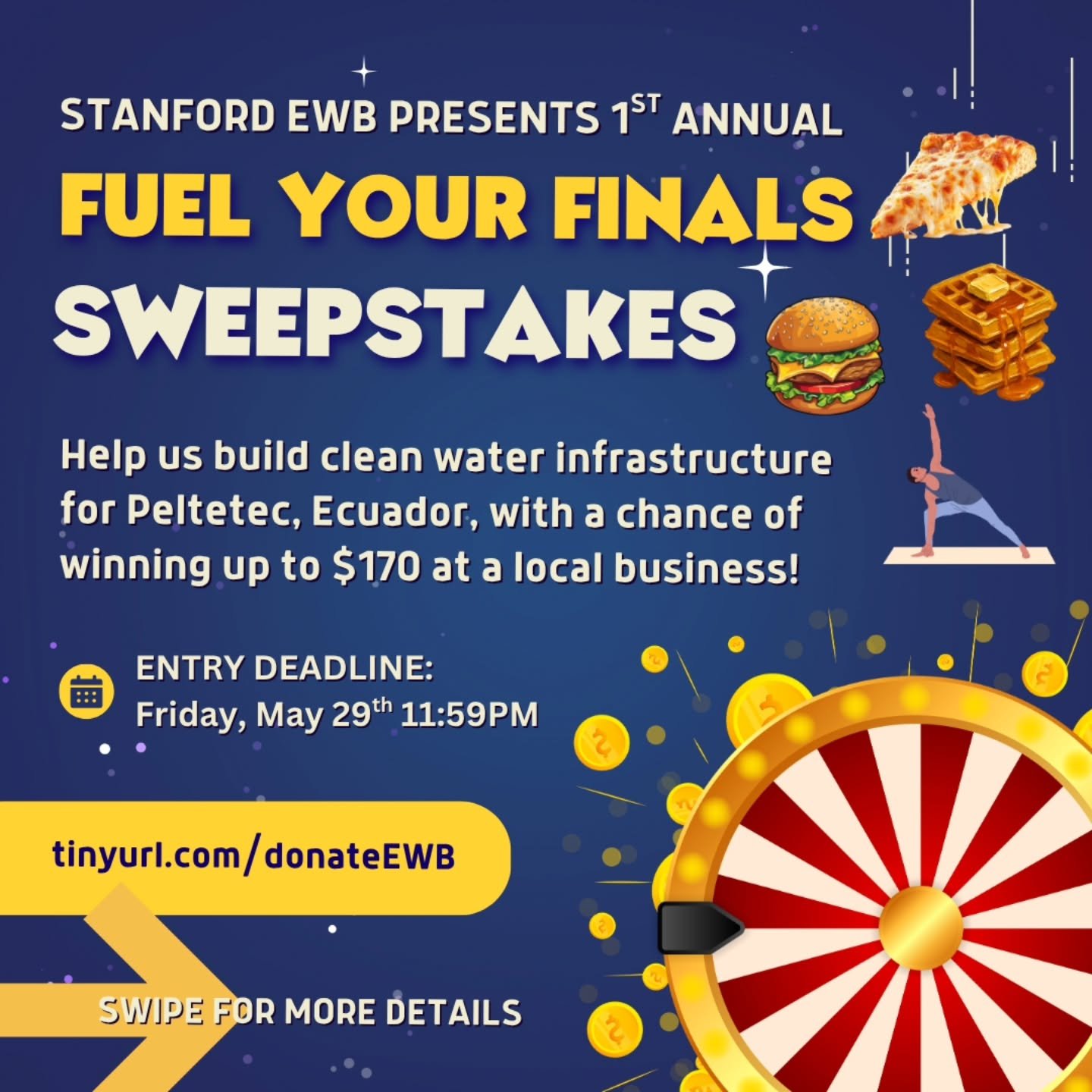 YOU COULD WIN!🚨🎰

Announcing our end-of-year sweepstakes, with $700+ in nine prizes lined up for you from restaurants, cafes, and a yoga studio! 

We recommend donating at least $10. Alongside a chance of winning, you would be making our Ecuador wa