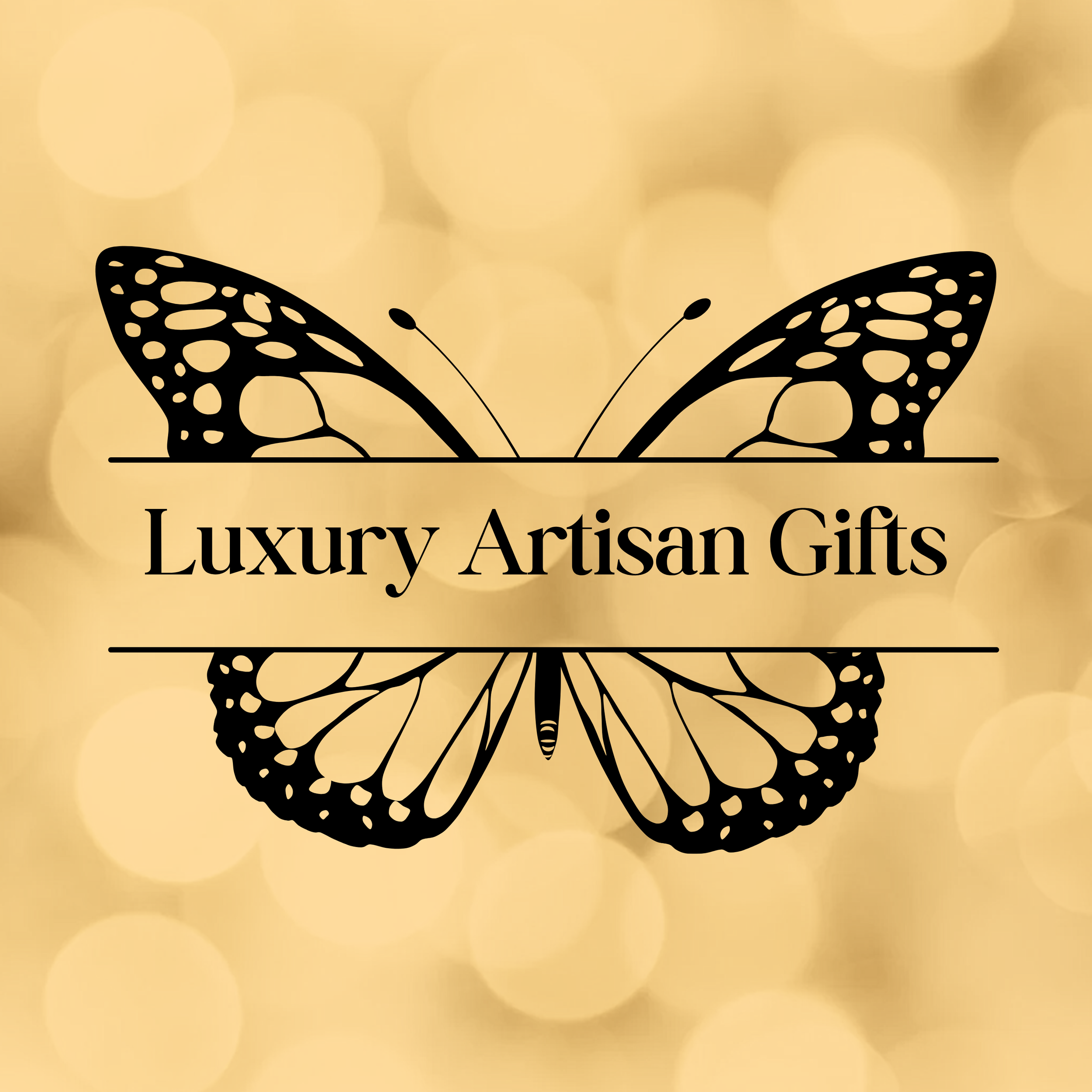Luxury Artisan Gifts logo with butterfly mark, printed sugar cookies for corporate gifting