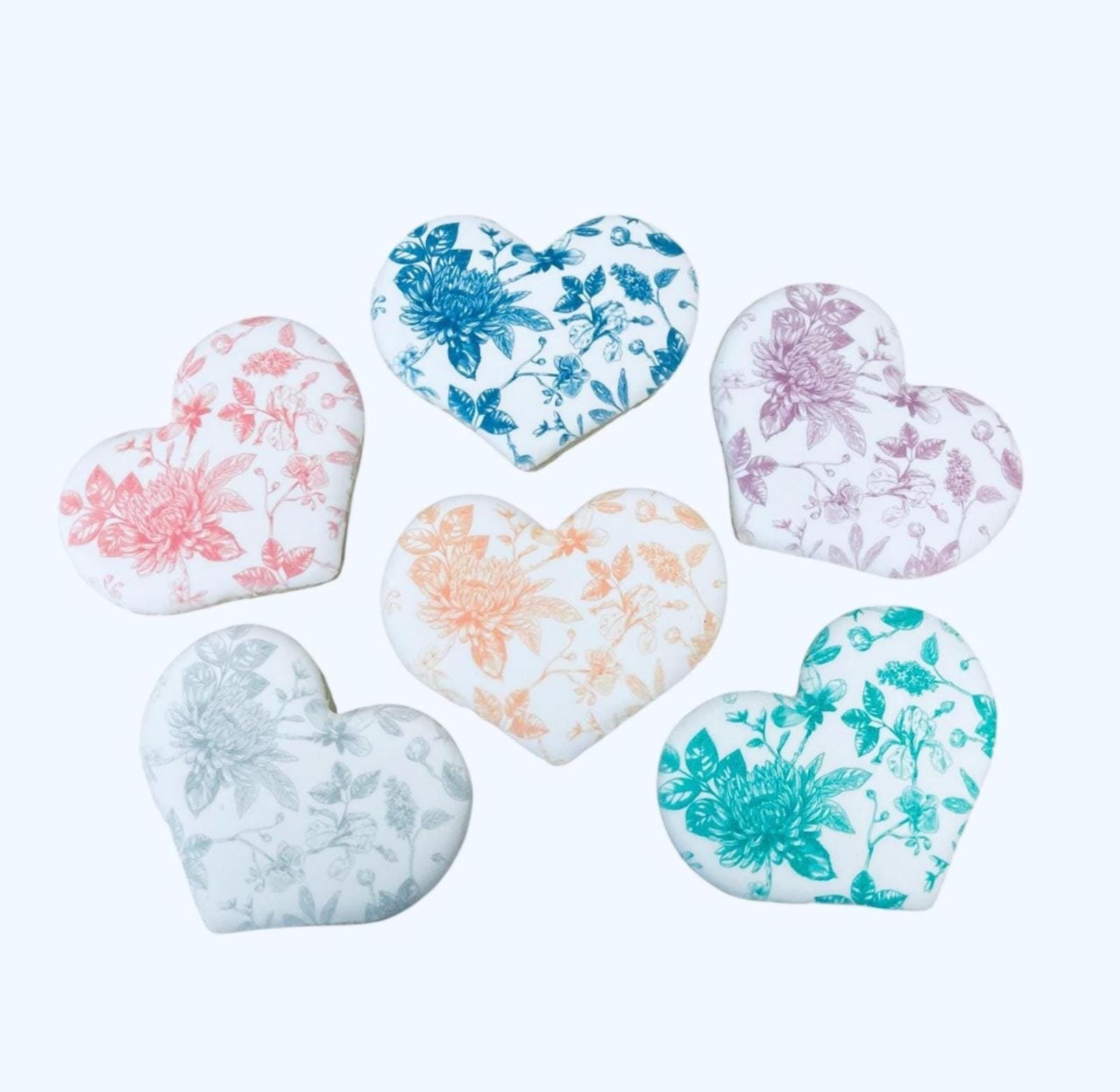 Chinoiserie Cookies 24, Heart Cookies for Gifts & Events, Floral Cookies, Cookie Gift Box, Party Favor Cookies, Thank You Cookie Gift
