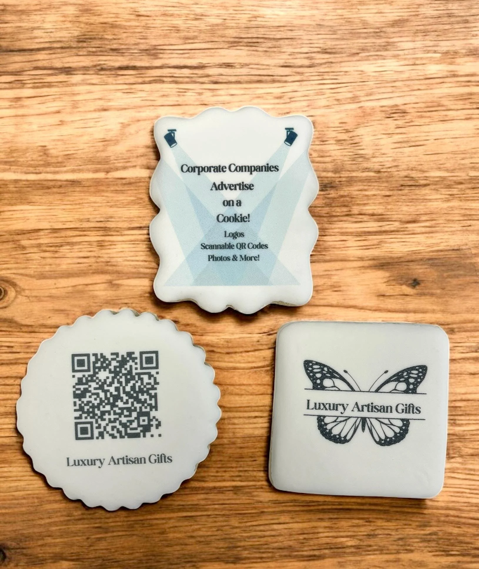 Branded Cookies, Custom Printed Cookies, Artisan Cookies For Product Launches, Marketing Promo Cookie Gifts, Media Kit Cookies, Logo Cookies