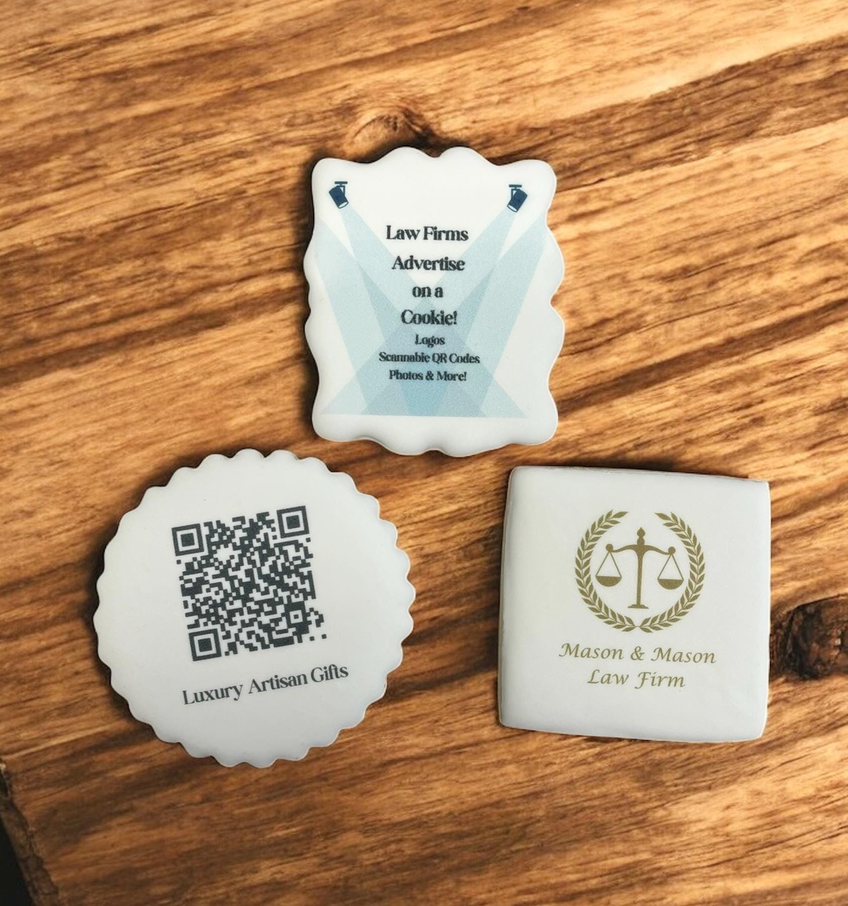 Law Firm Logo Cookies, Custom Cookies Legal Event, Law Firm Branded Cookies, Personalized Event Cookies, Law Client Gifts, Referral Gift