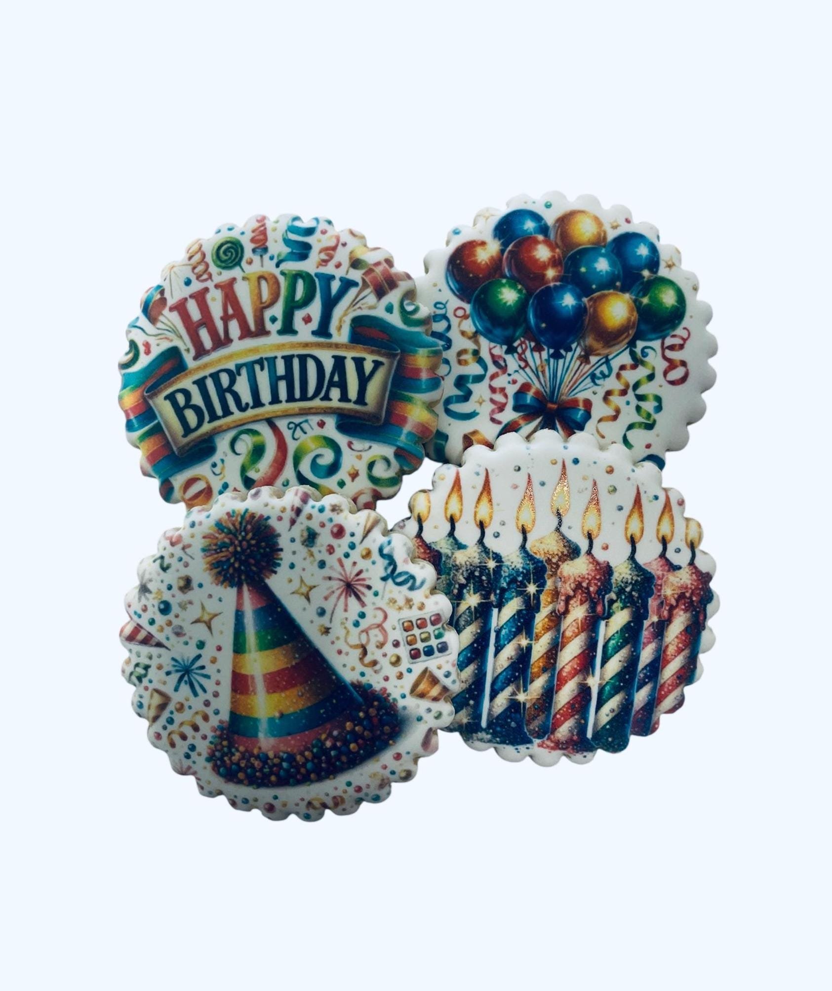 Happy Birthday Dozen Cookies, Colorful Vibrant Cookies, Birthday Celebration Cookies, Cheerful Birthday Cookies, Festive Happy Birthday Gift