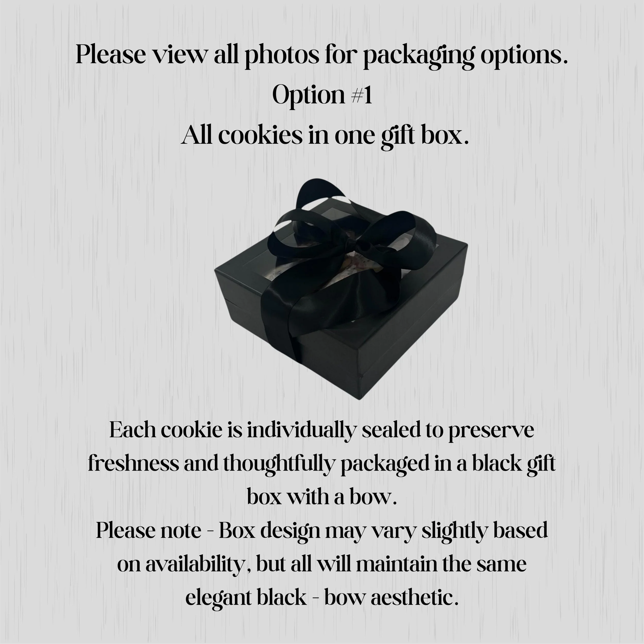 Gift packaging with individually sealed cookies and box presentation