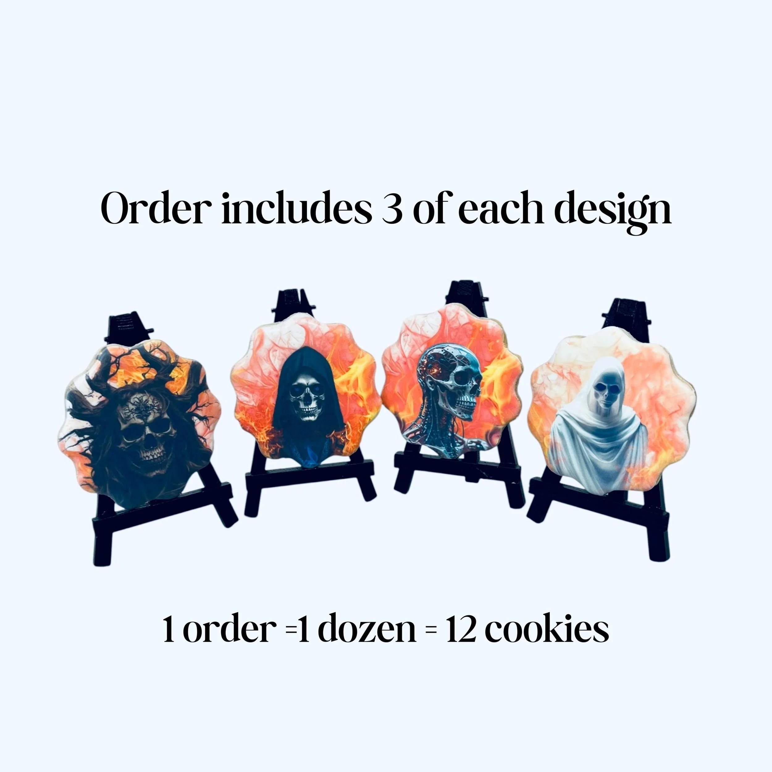 Gothic Halloween cookies in a coordinated set