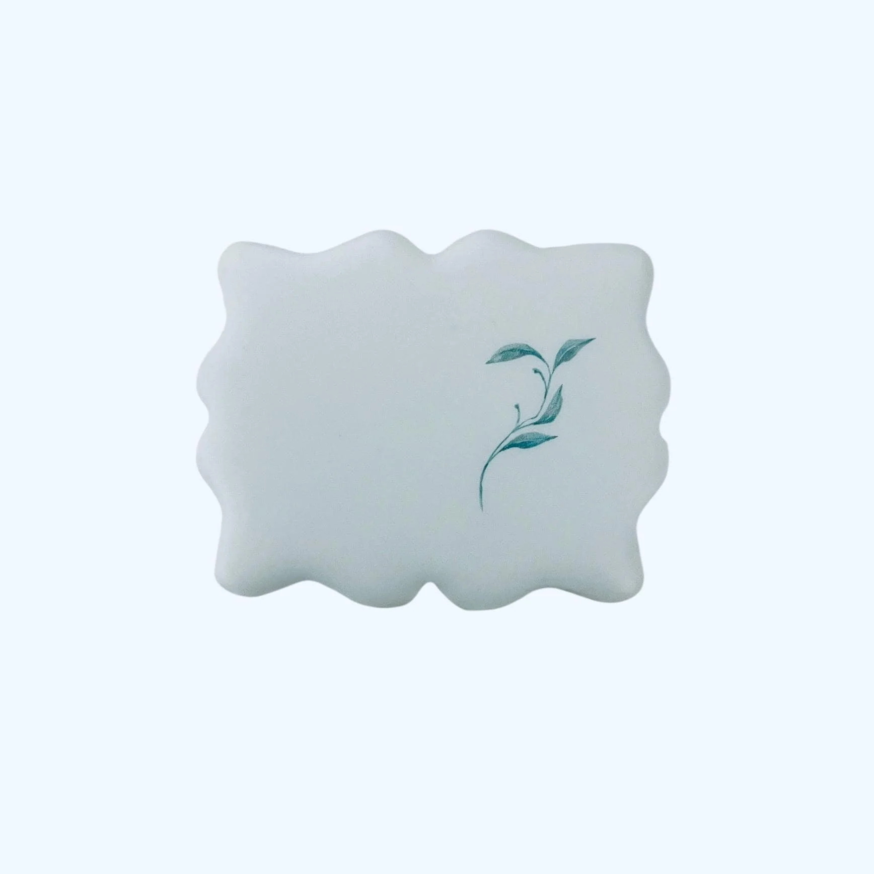 Close-up of botanical cookie with delicate printed illustration