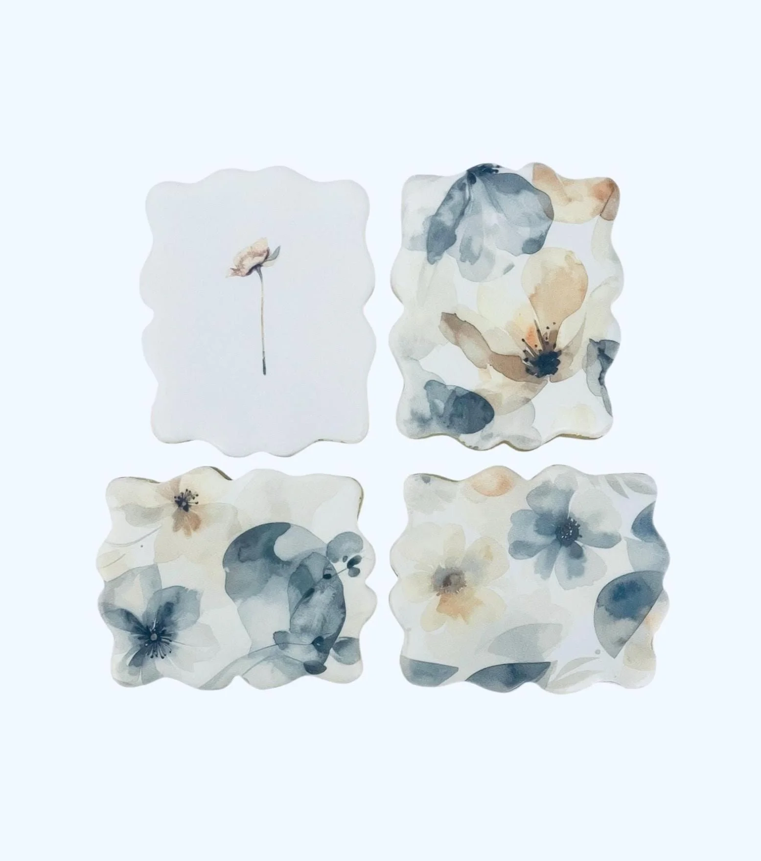 Coordinated floral cookie set with pastel botanical designs