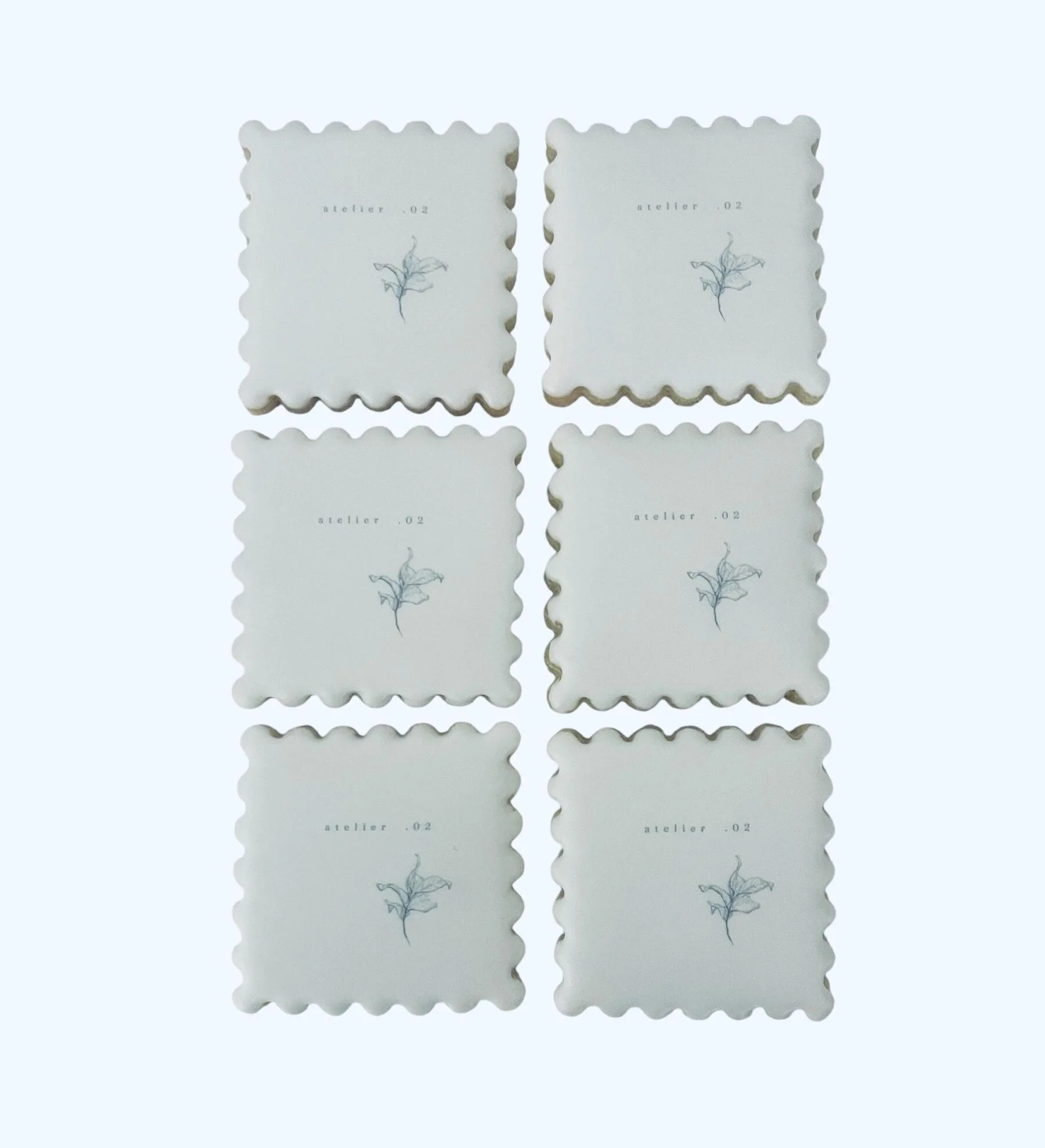 custom logo cookies grid, corporate event branded cookie set on white background