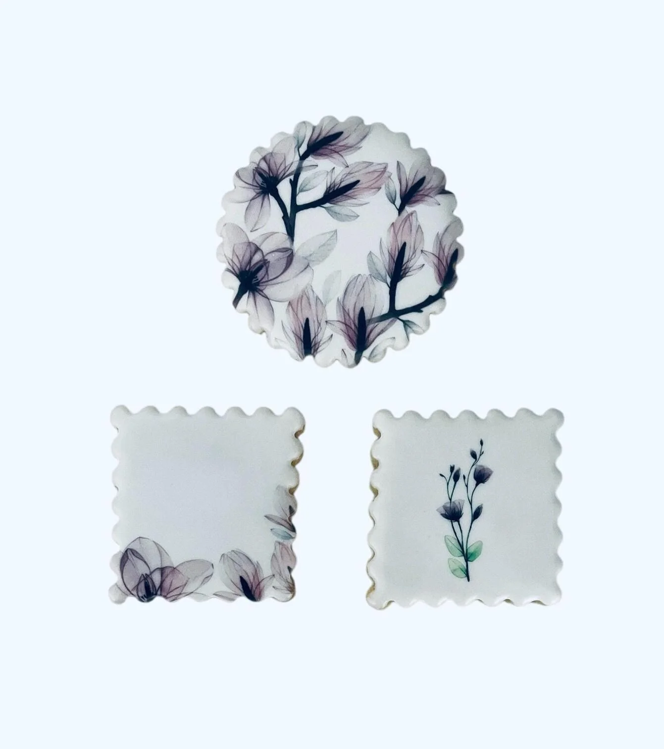 magnolia floral cookie set in soft blush tones