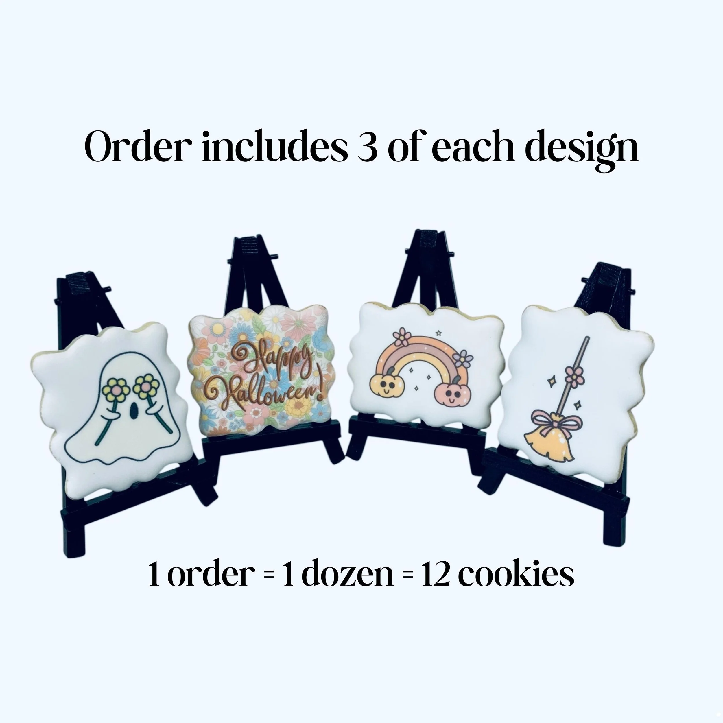 Pastel Halloween cookies with ghost and soft motif designs