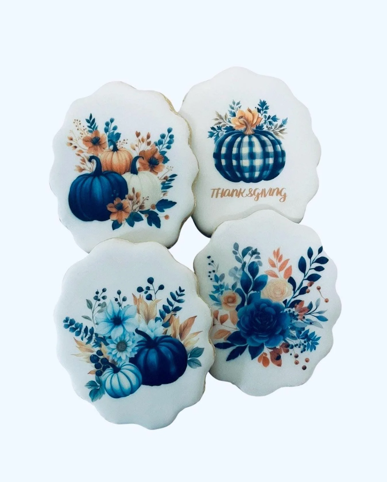 Thanksgiving cookie gift set with autumn pumpkin designs