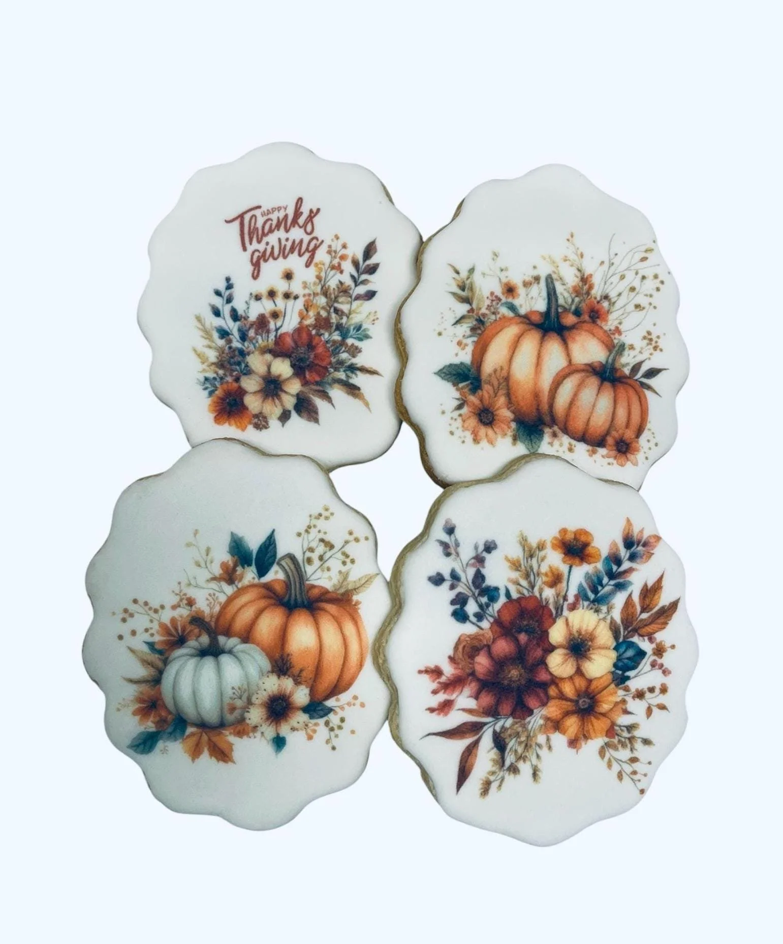 Thanksgiving cookie set with autumn pumpkin designs