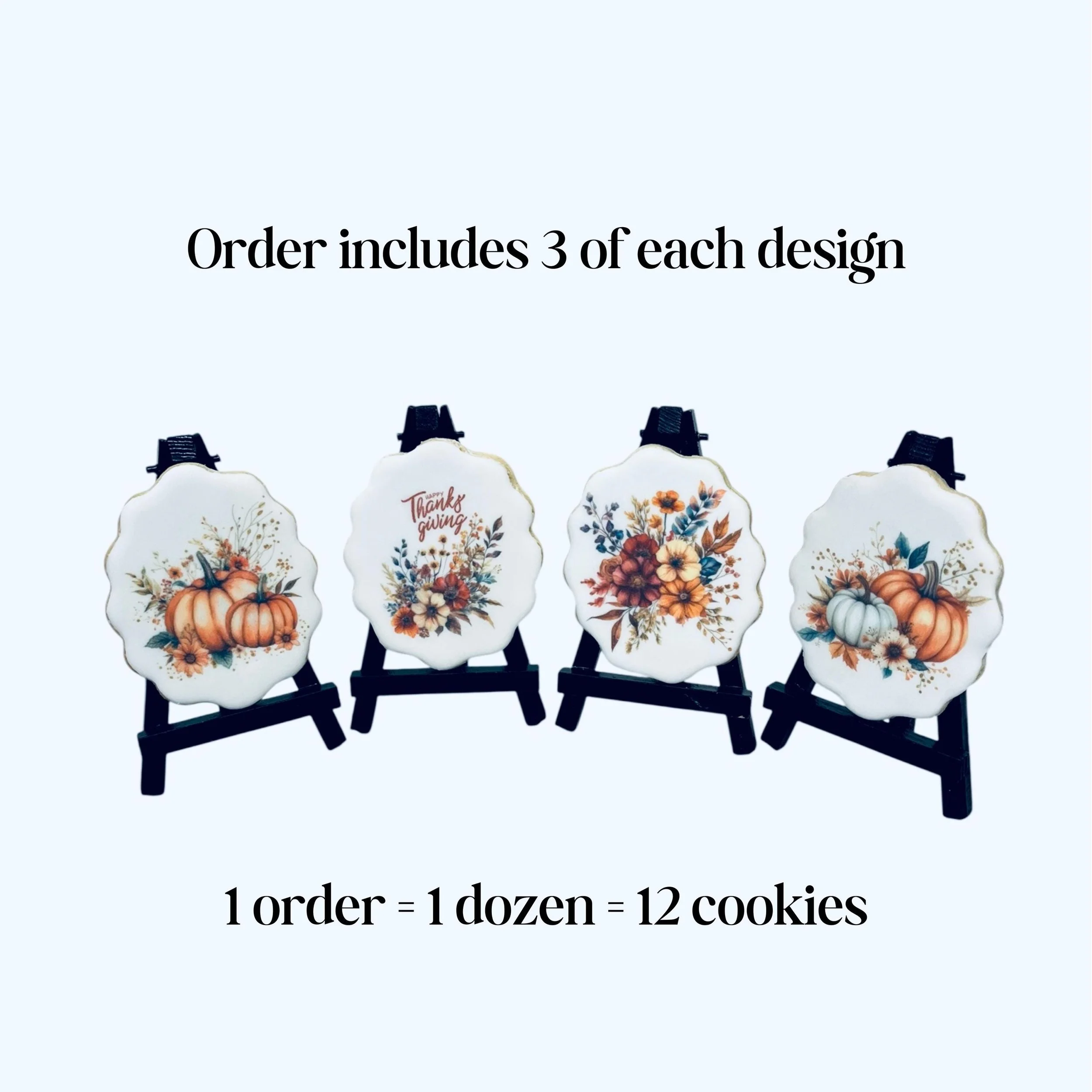 Harvest-themed cookies with warm neutral tones