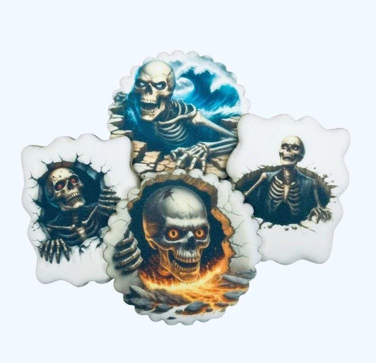 Halloween Cookie Set with spooky skeleton designs on a white background