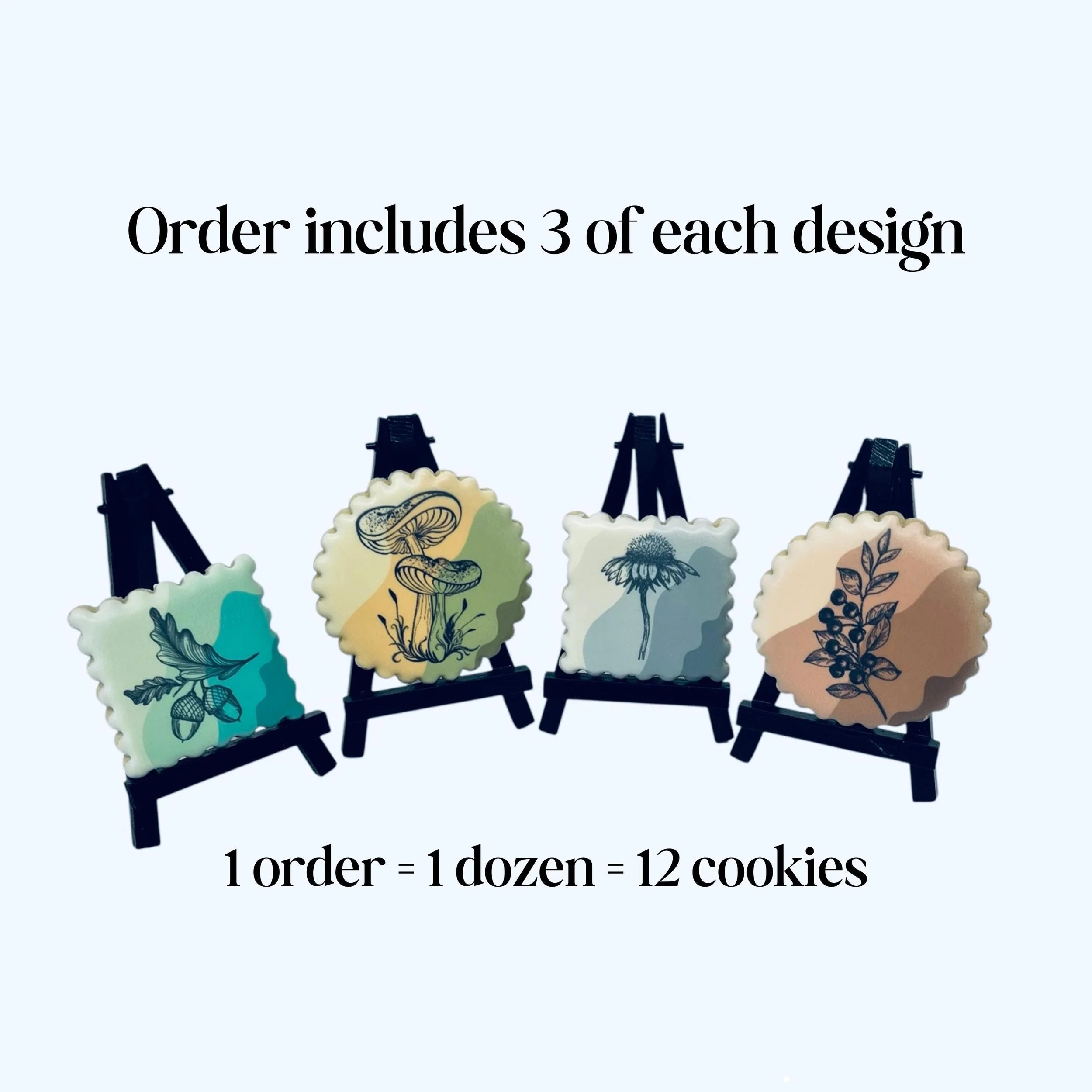 Decorated sugar cookie gift box with floral cookie designs