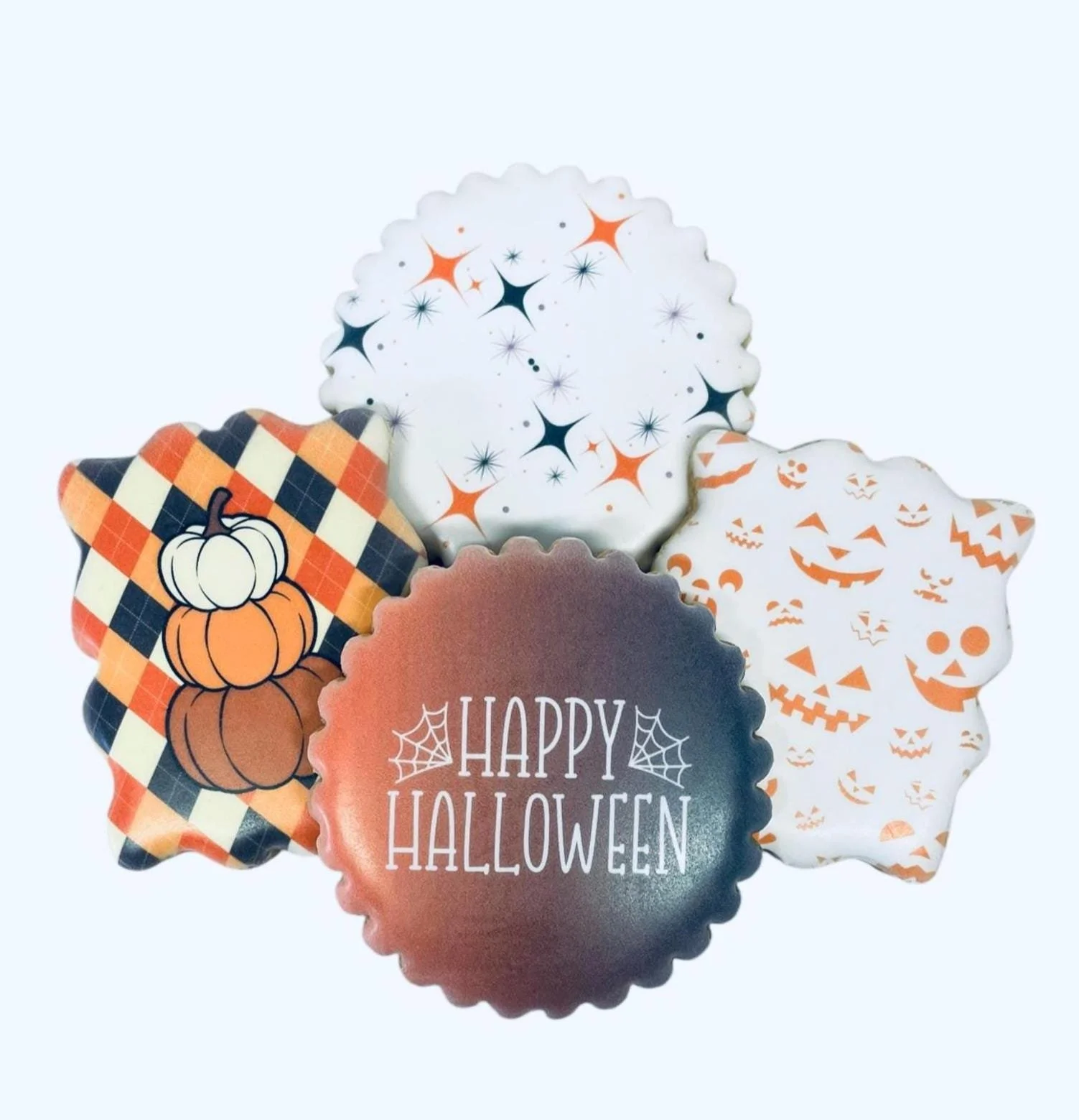 Retro Halloween sugar cookie set arranged for party dessert table
