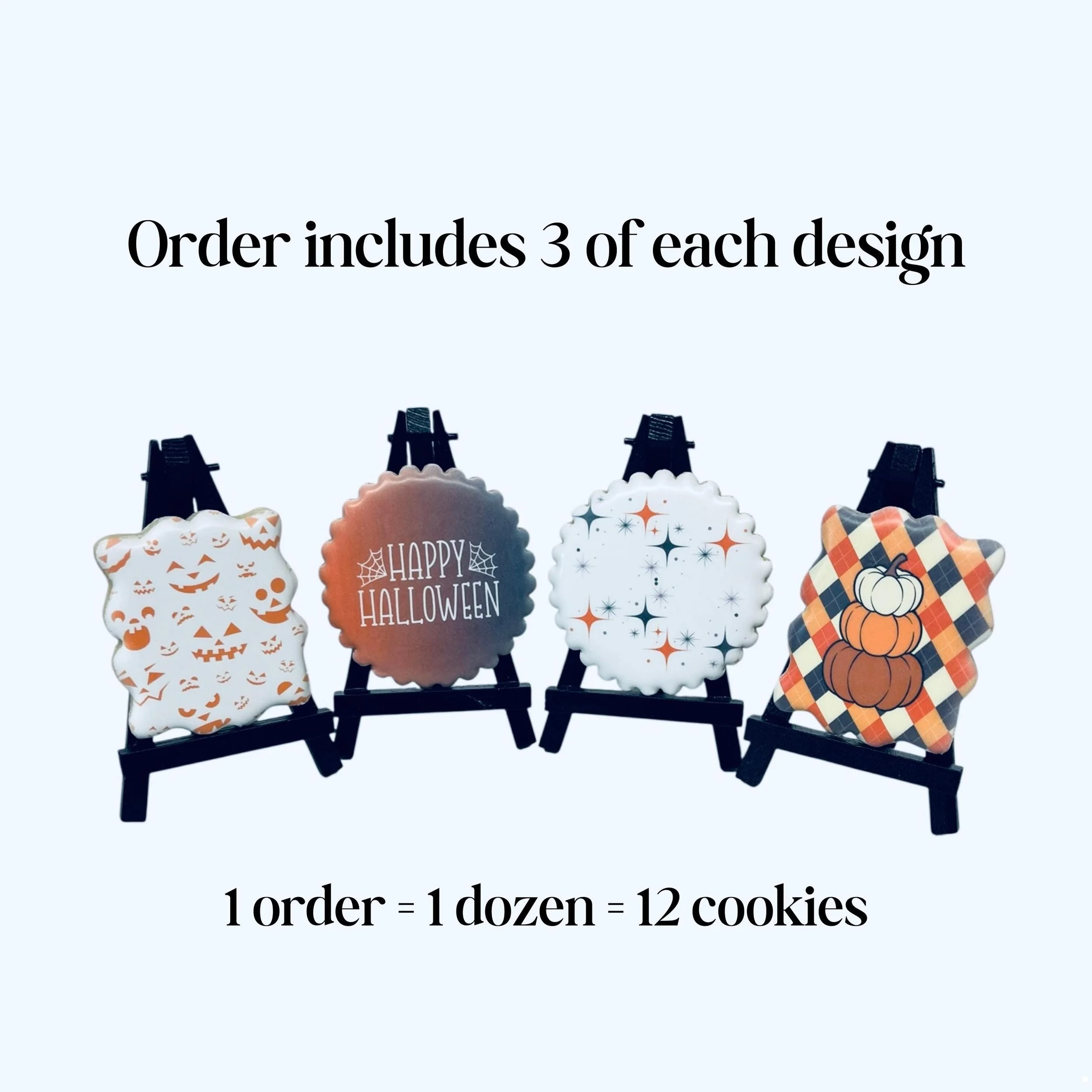 Mid century Halloween cookies with retro pumpkin ghost and vintage patterns