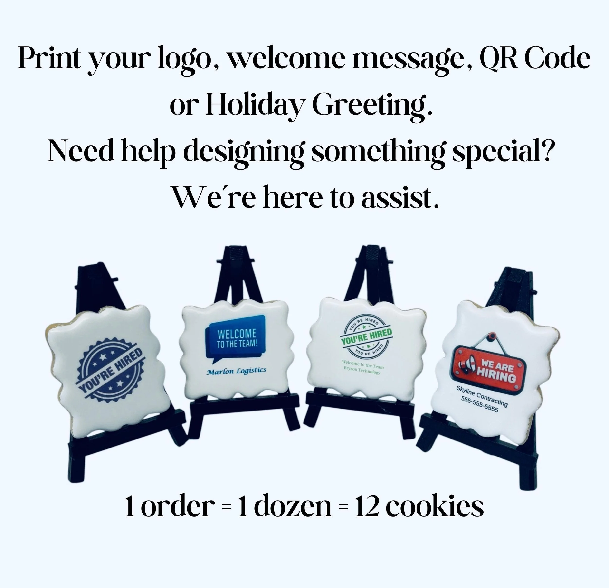 employee welcome cookies styled for onboarding gift boxes