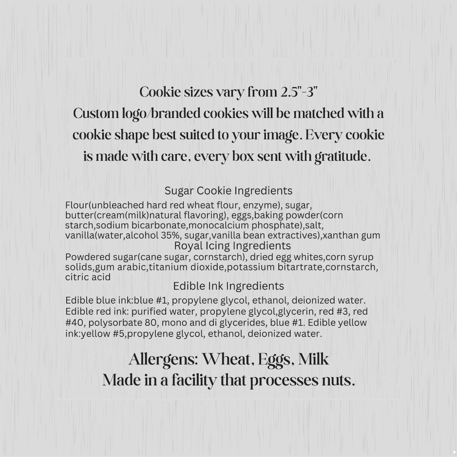 sugar cookie ingredients and allergens card