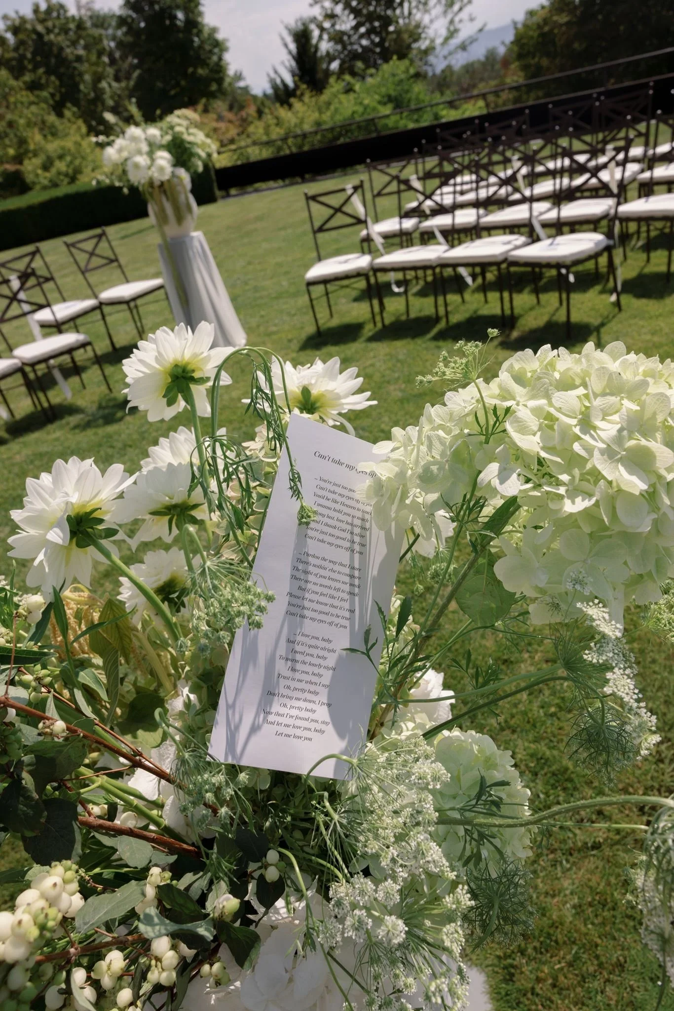 Playful wedding details bringing personality to an elegant Swiss destination wedding.