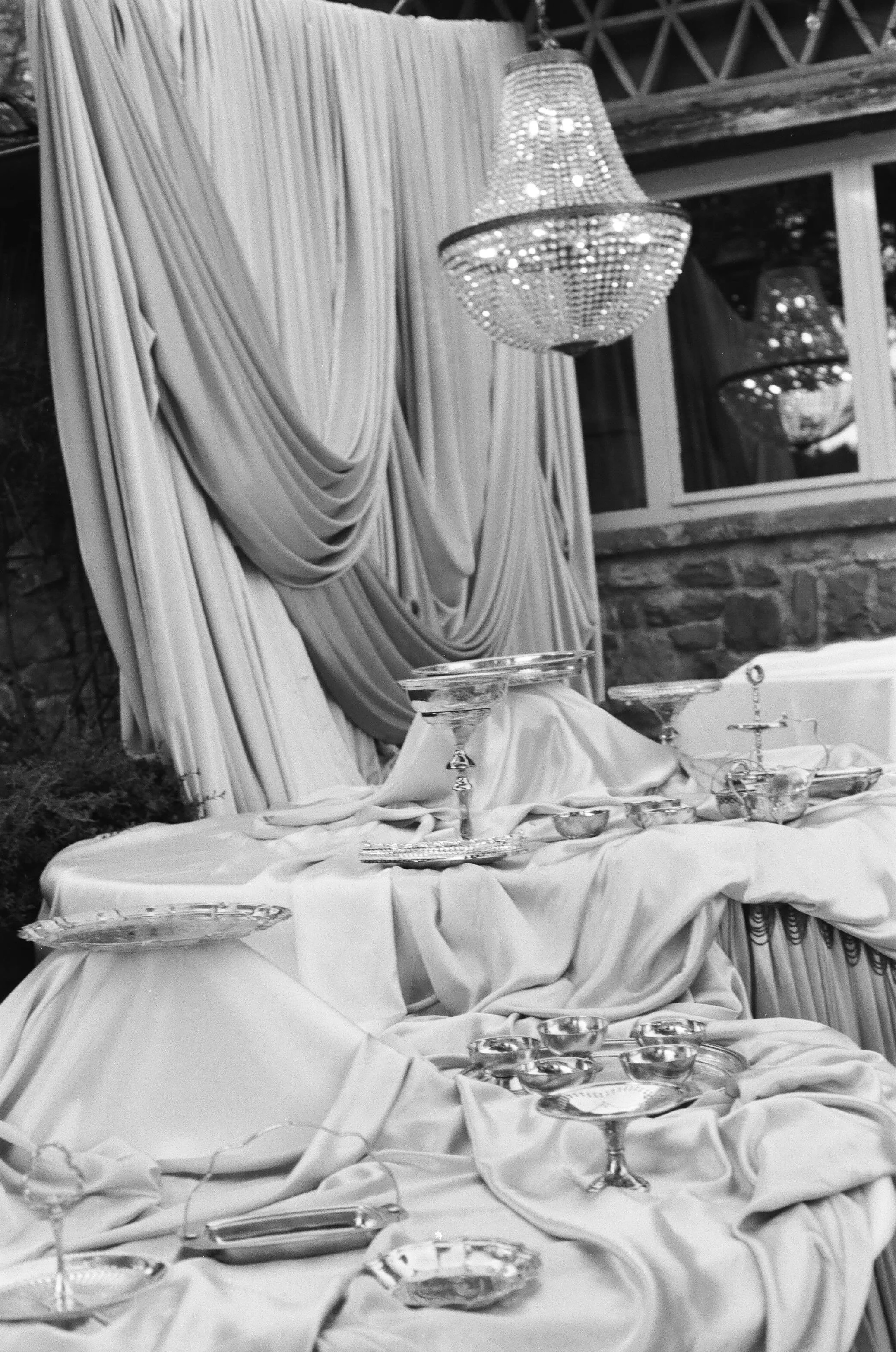 Luxury destination wedding reception at Fattorie di Celli transformed with dramatic lighting, florals and bespoke event design.