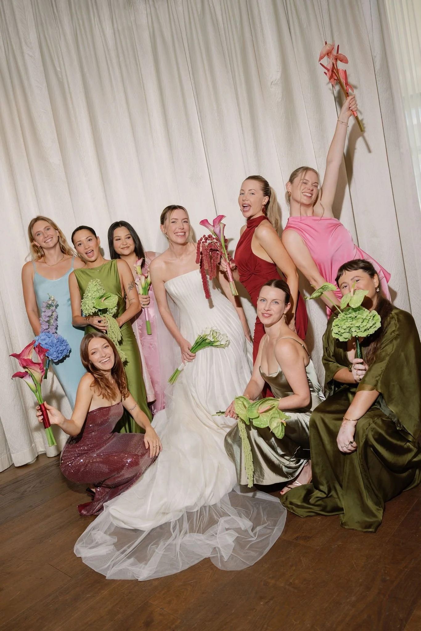 Fun, fashion-forward wedding party at The Dolder Grand in Switzerland.