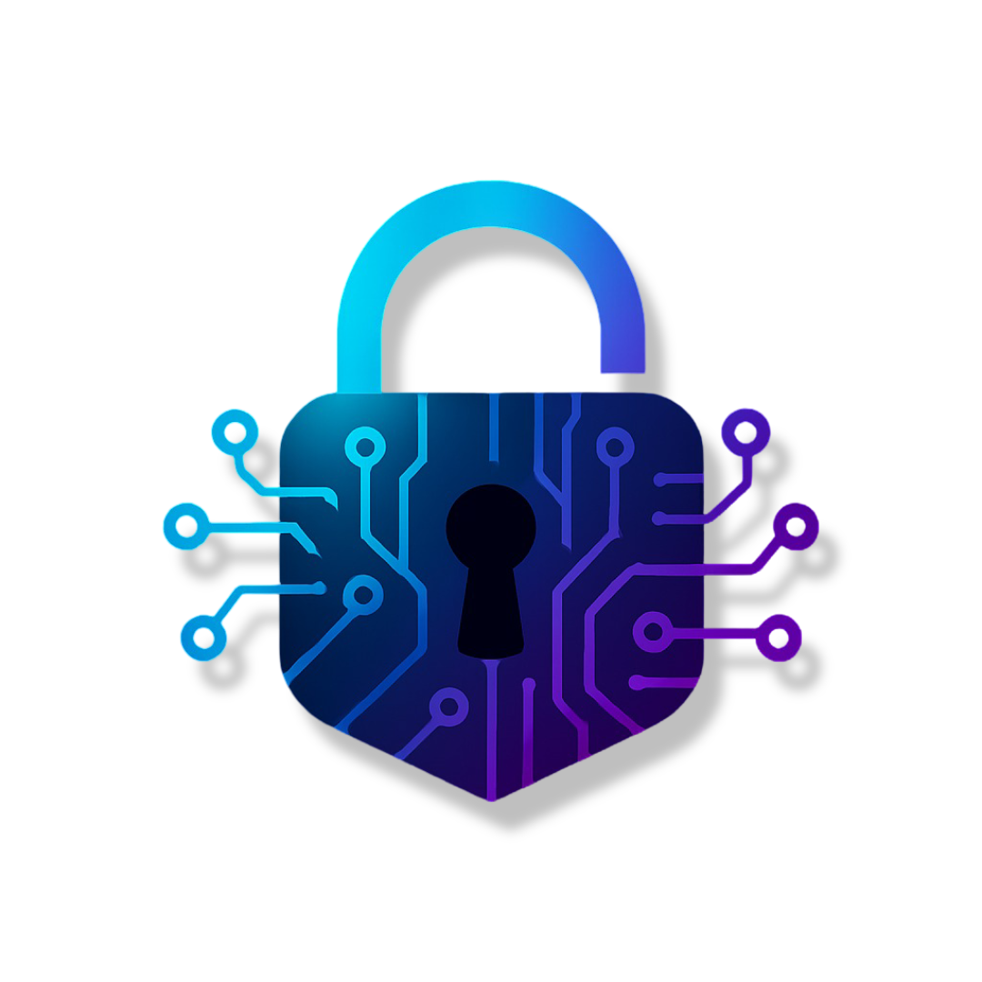 Digital illustration of a padlock with circuit board patterns, symbolizing cybersecurity or data protection.