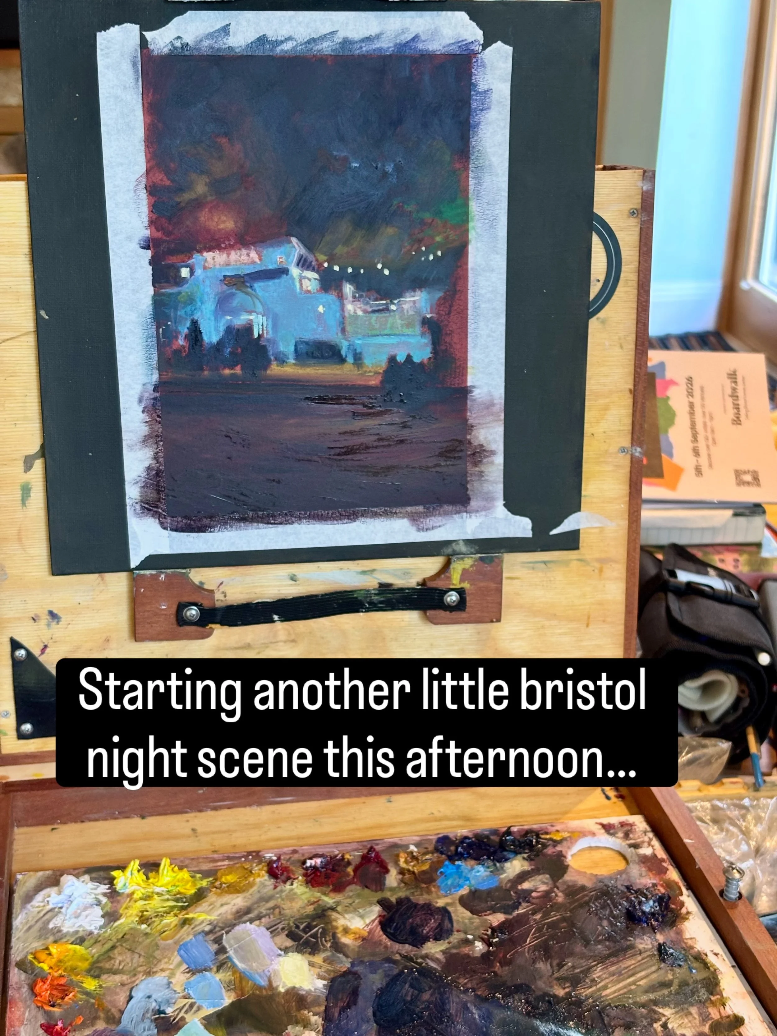 After the weekends bs5 art trail fun I&rsquo;ve been itching to paint again&hellip; made a start on a new little Bristol night scene. Recognise the spot?