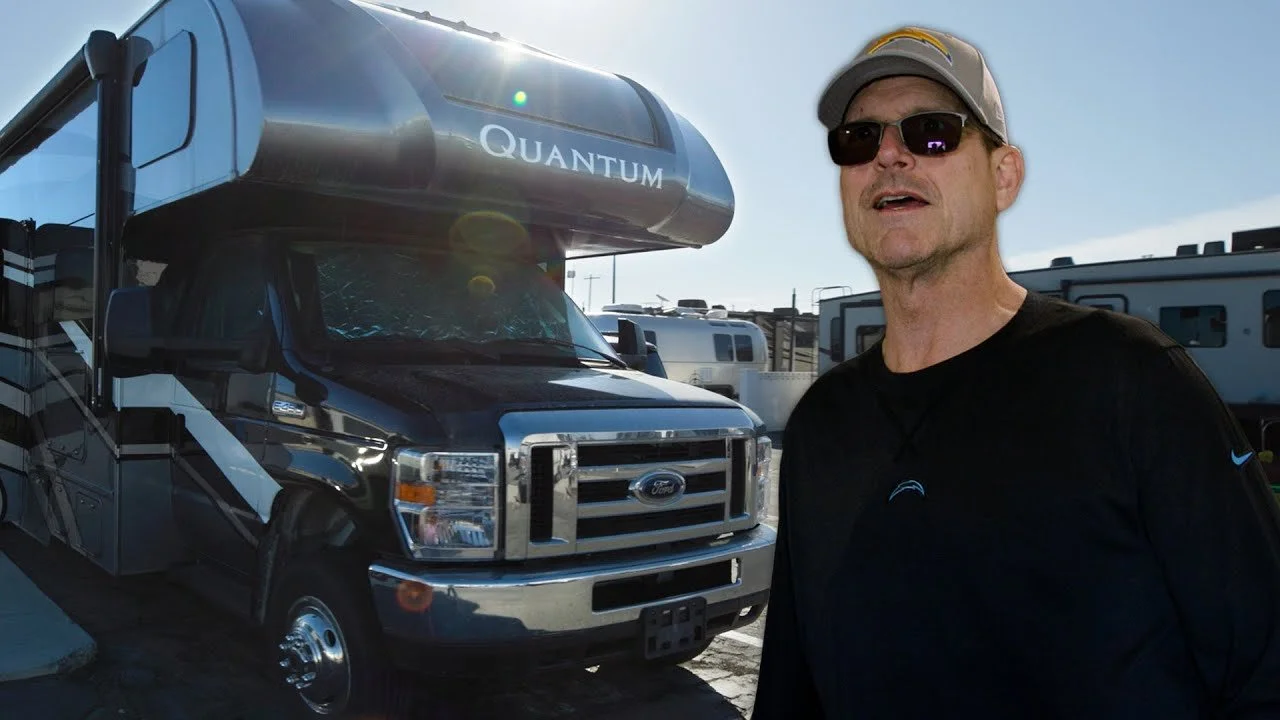 Go inside LA Chargers Head Coach Jim Harbaugh's RV as he gives a behind-the-scenes tour on what life has been like living out of a motor home in Huntington Beach. Later, Offensive Coordinator Greg Roman joins him to show off his own RV, which helped 