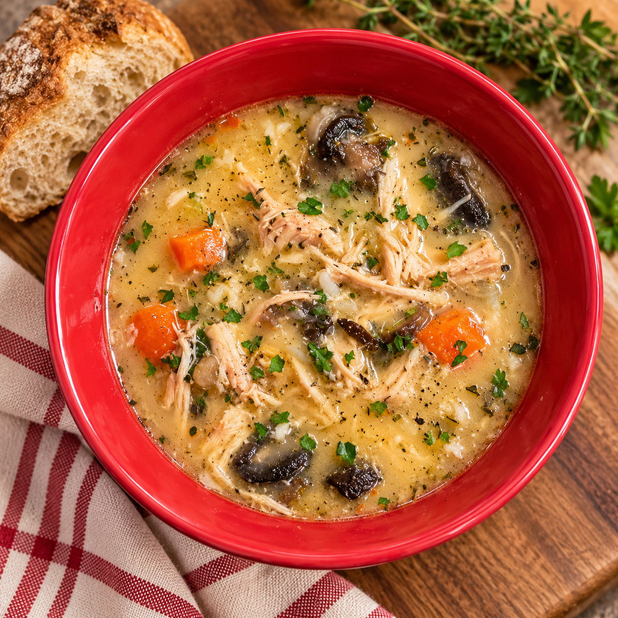 Cozy Crockpot Chicken and 
Wild Rice Stew