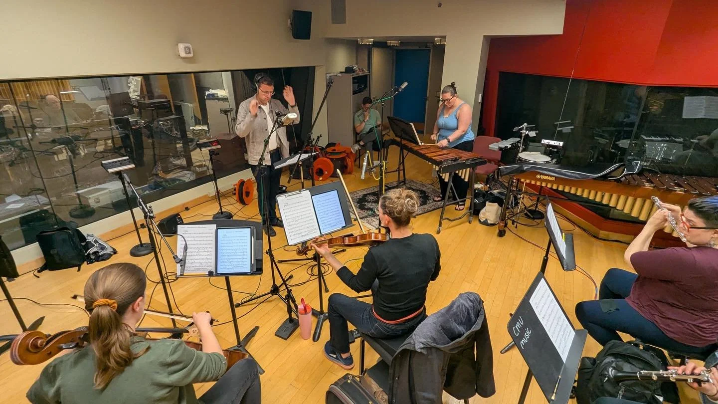 Thanks to @cmumusic for having us last week to read and record works by the composition studio! We loved working with these fine composers and making music together. Special shout-out to Riccardo for hosting and recording us in the studio! 🎶