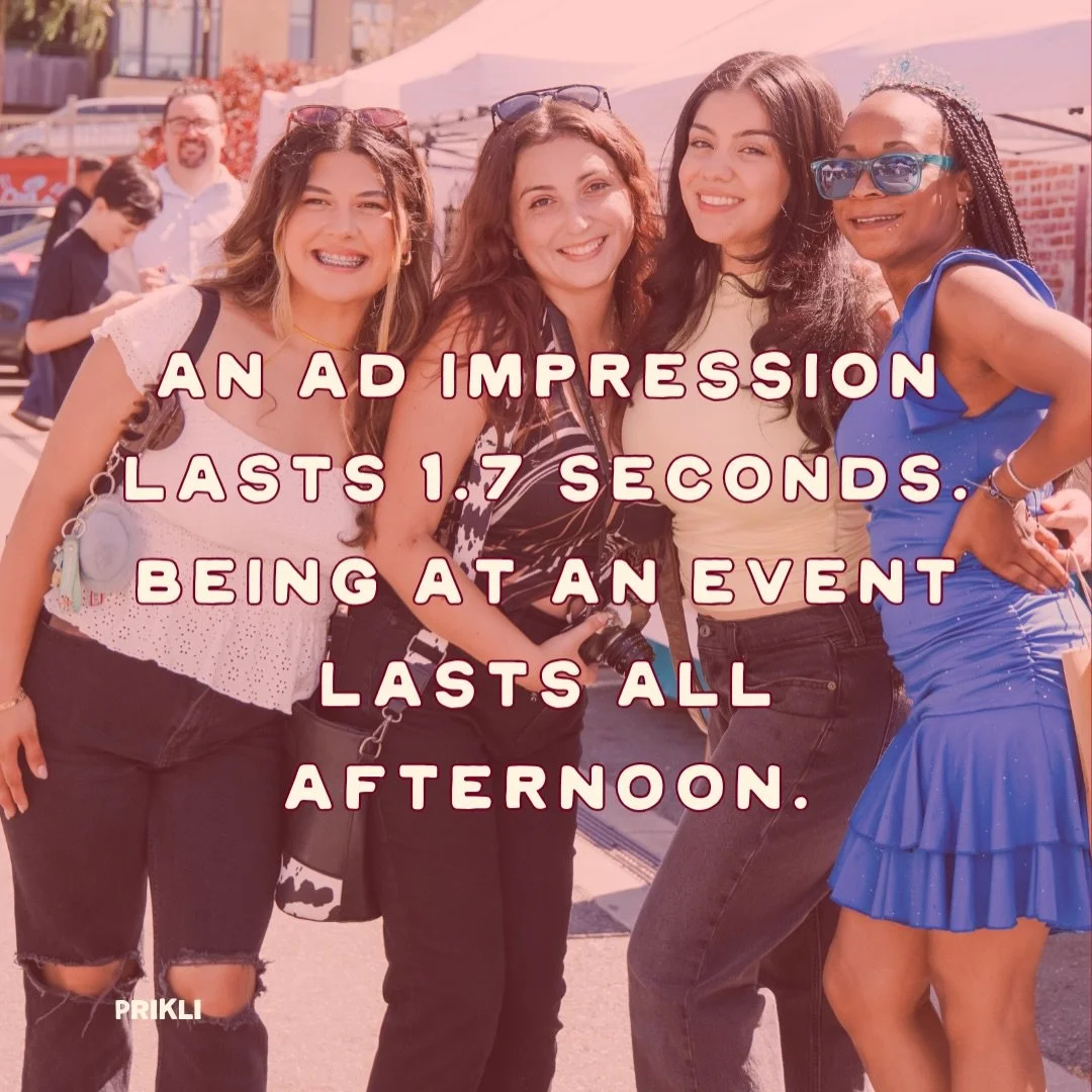 An ad impression lasts 1.7 seconds. Being at an event lasts all afternoon.

We produce monthly brand activations and community events across Westwood Village and Fourth Street Berkeley. Thousands of people show up, stay, and come back.

Brands show u