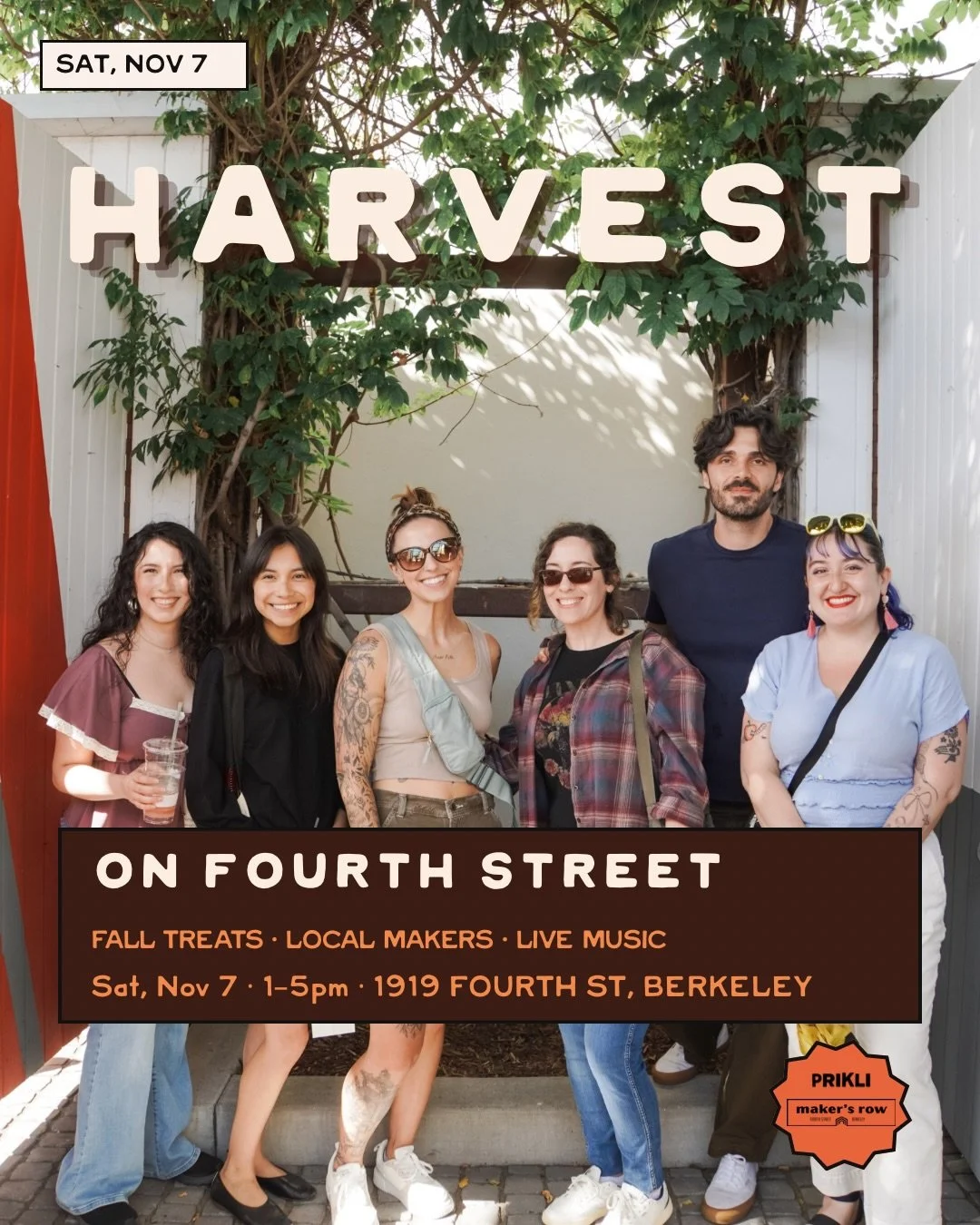 Good people. Fall vibes. Free totes. 🍂

Harvest on Fourth
Sat, Nov 7 &middot; 1&ndash;5pm
Fourth Street Makers Row, Berkeley

Patch your own tote, get your aura read, add a little permanent sparkle, and dance it out with @kemyakimpoo and @charl3yyy 