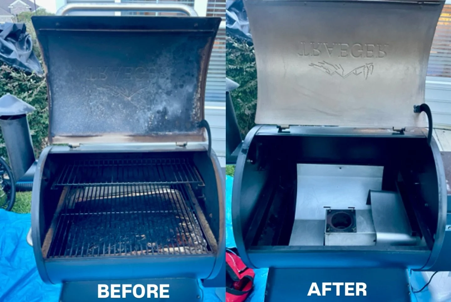 From Traeger trauma to smokin&rsquo; clean ✨🔥

This Traeger is back in burger cookin business 👏🏻

 #GrillCleanUp #BlackstoneGrill #BeforeAndAfter #PristineGrills #wilmingtonnc #wilmington #northcarolina #grillcleaning #beforeandafter 
#cleaningser